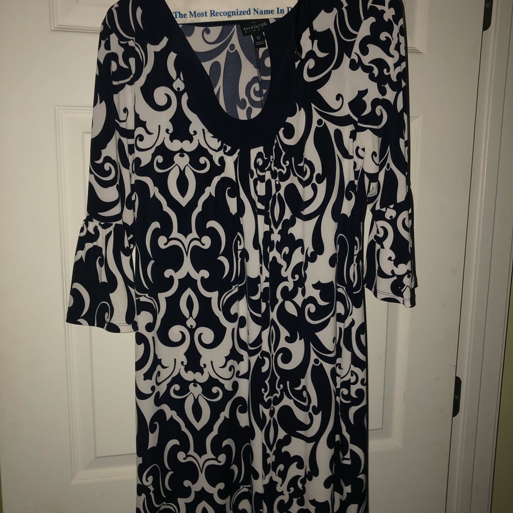 Blue and white dress